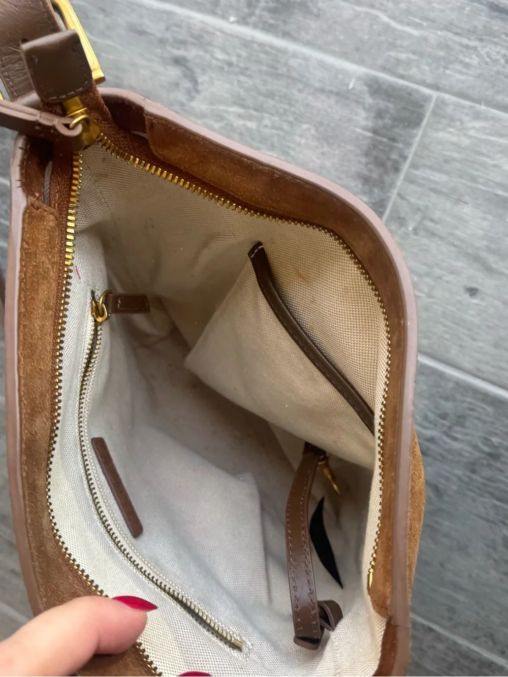 Quince Italian Suede Bucket Crossbody bag